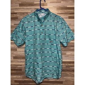 Chubbies Weekend Button Up Men Large Blue With Stripes Popover #428